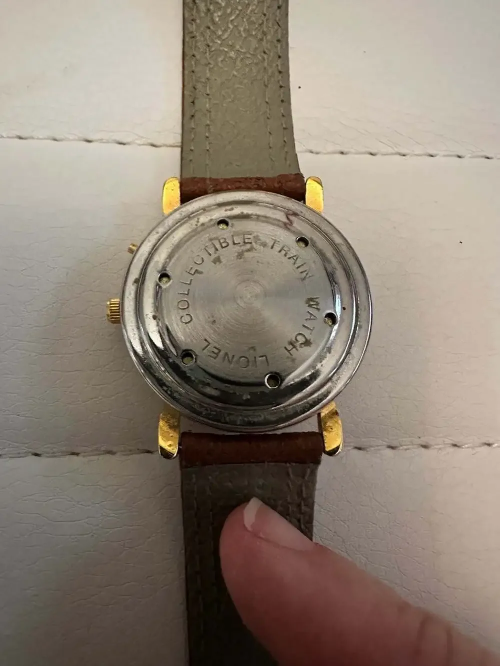 Vintage Lionel Collectible Train Watch with Brown Leather Strap